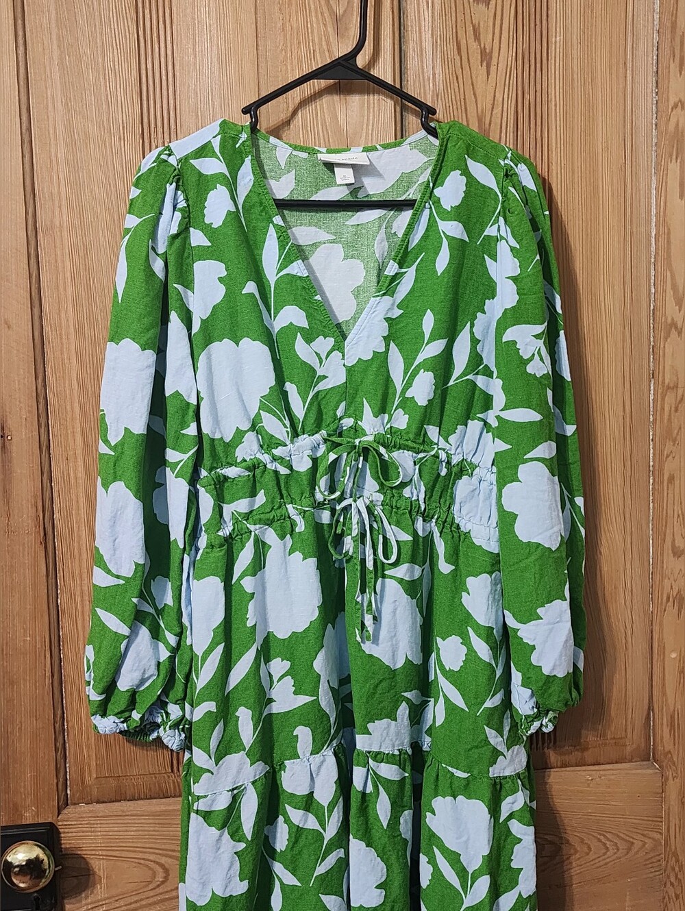 Kate Spade x Target Classic Rose Linen Long Sleeve Maxi Dress, Green, Medium - Picture 7 of 10